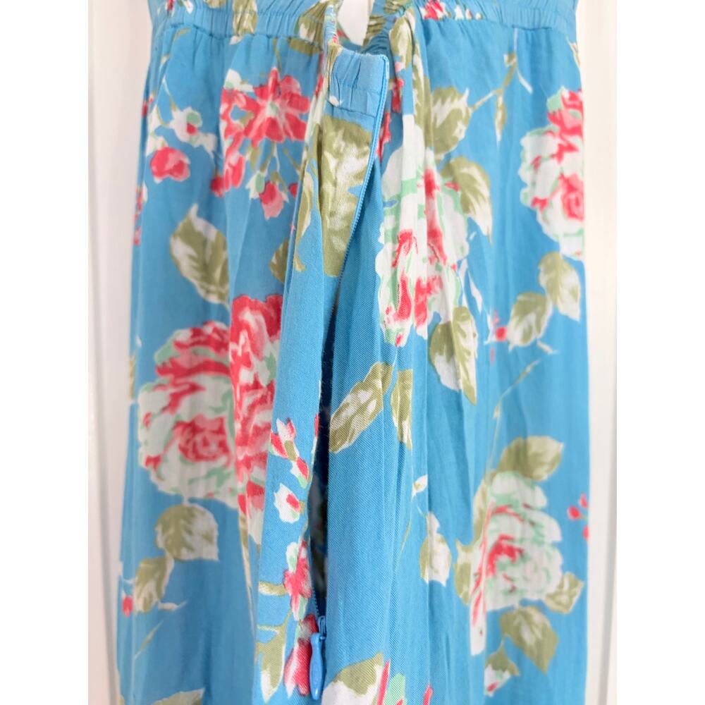 Faithfull The Brand Blue Floral Strappy Maxi Dress Women’s Size 6 100% Rayon - Picture 7 of 14